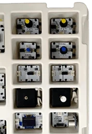 Cretile STEM kit construction tray with robotics components