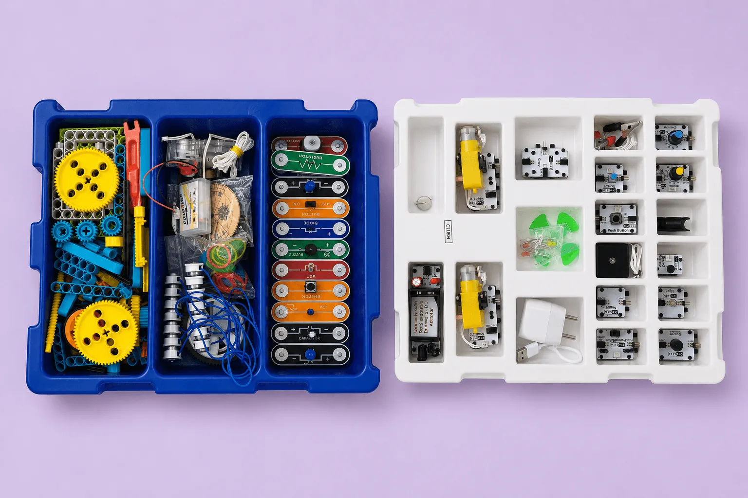 TinkerBlock kit trays opened out